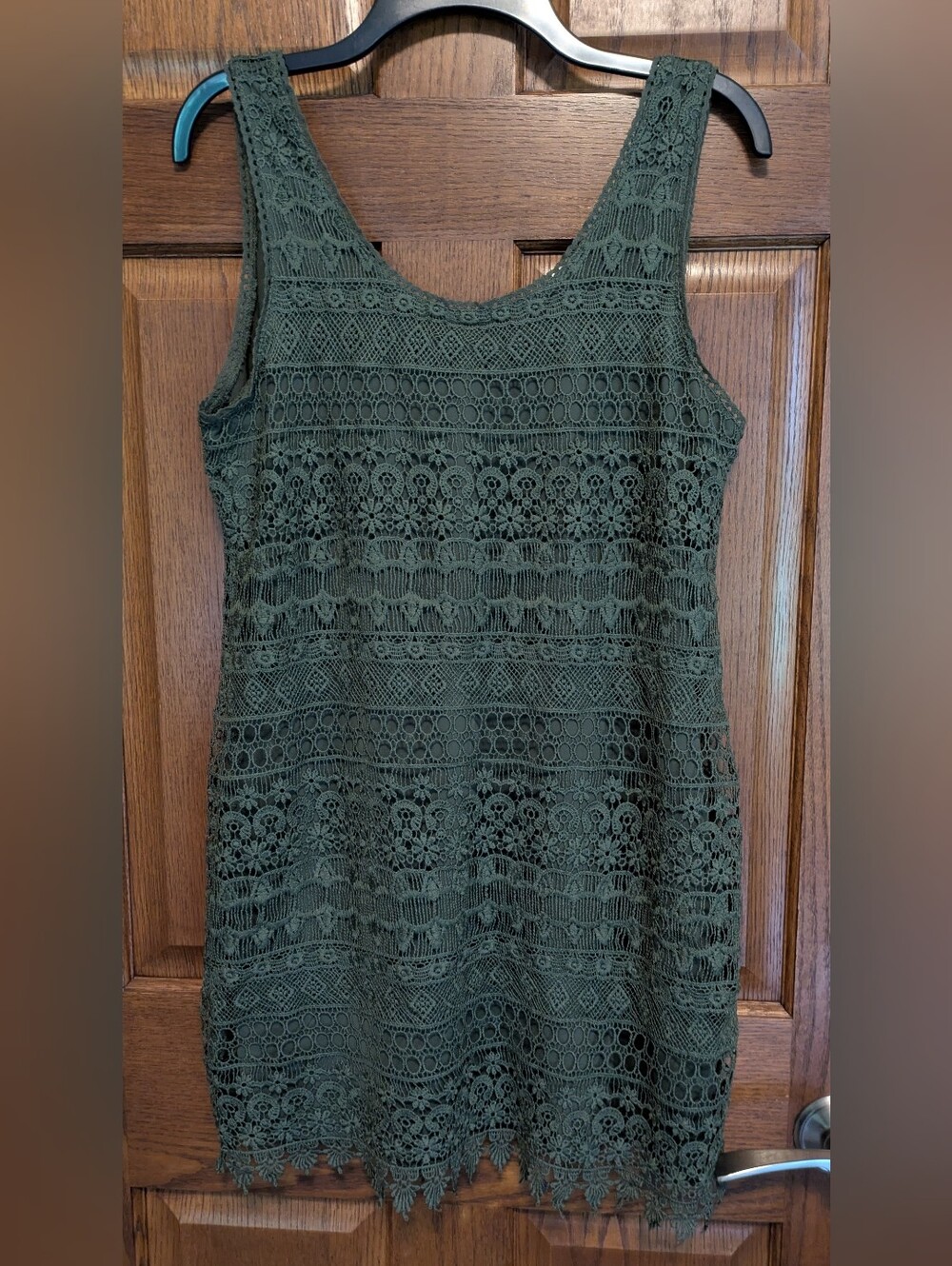Divided By H&M Olive Green Crochet Lace Tank Mini Sheath Dress - Size 12